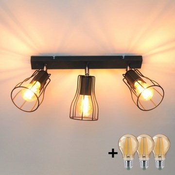 LED Reflektorska lampa TUBE II 3xE27/15W/230V crno