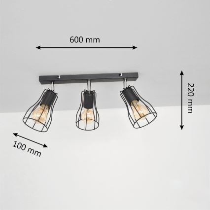 LED Reflektorska lampa TUBE II 3xE27/15W/230V crno