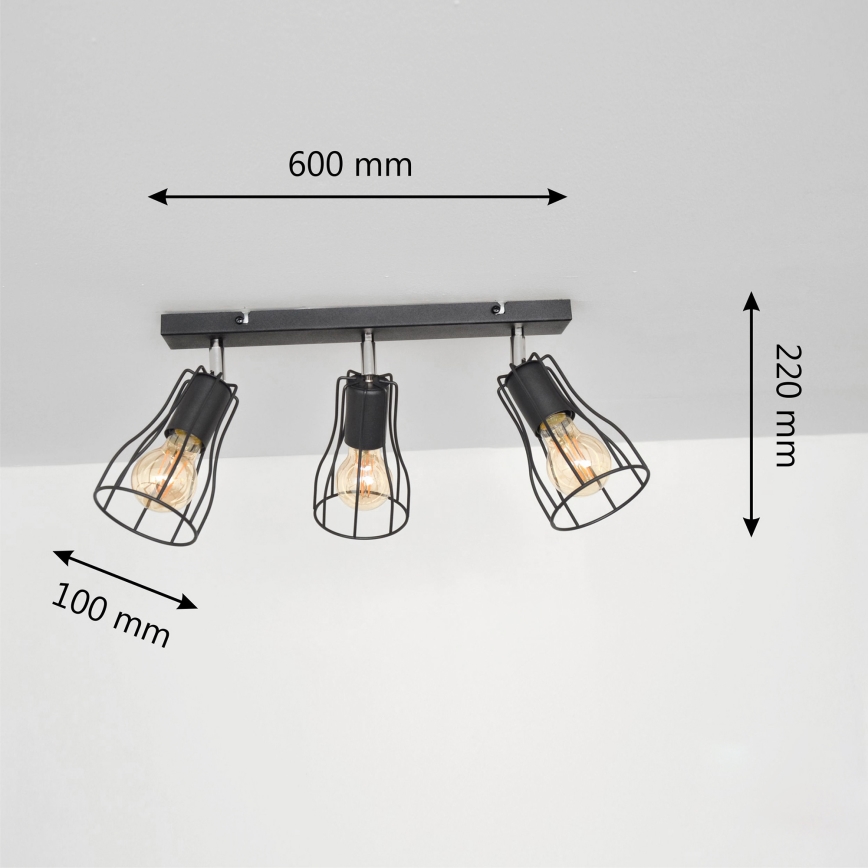 LED Reflektorska lampa TUBE II 3xE27/15W/230V crno