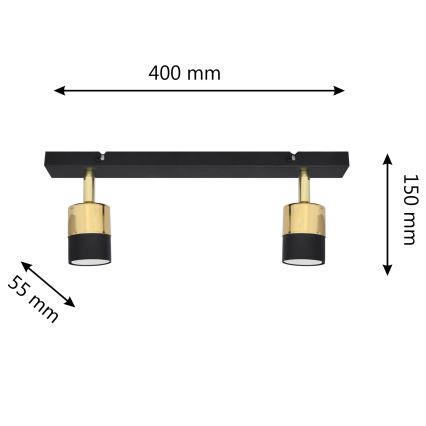 LED Reflektorska lampa TUBSSON 2xGU10/4,8W/230V crno/zlatna