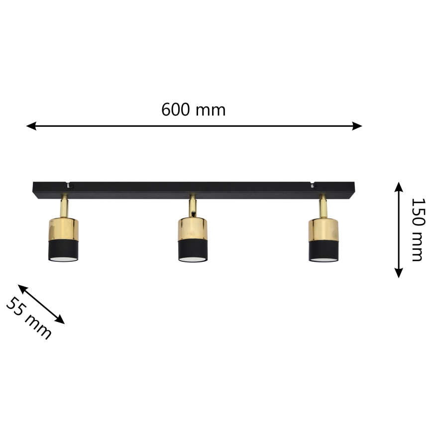 LED Reflektorska lampa TUBSSON 3xGU10/4,8W/230V crno/zlatna