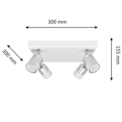 LED Reflektorska lampa TUBSSON 4xGU10/4,8W/230V bela/sjajni krom