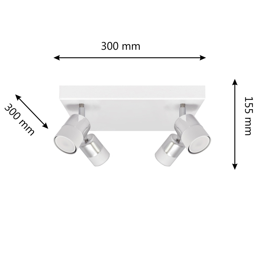 LED Reflektorska lampa TUBSSON 4xGU10/4,8W/230V bela/sjajni krom