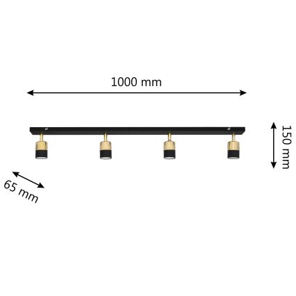 LED Reflektorska lampa TUBSSON 4xGU10/4,8W/230V crno/zlatna