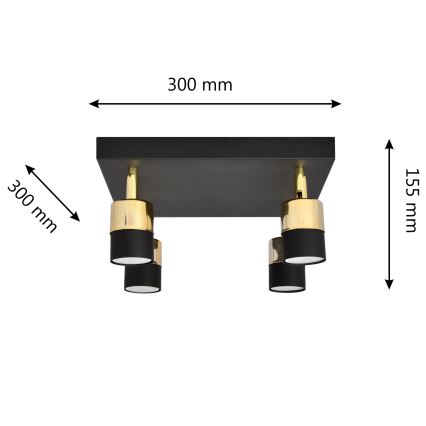 LED Reflektorska lampa TUBSSON 4xGU10/4,8W/230V crno/zlatna