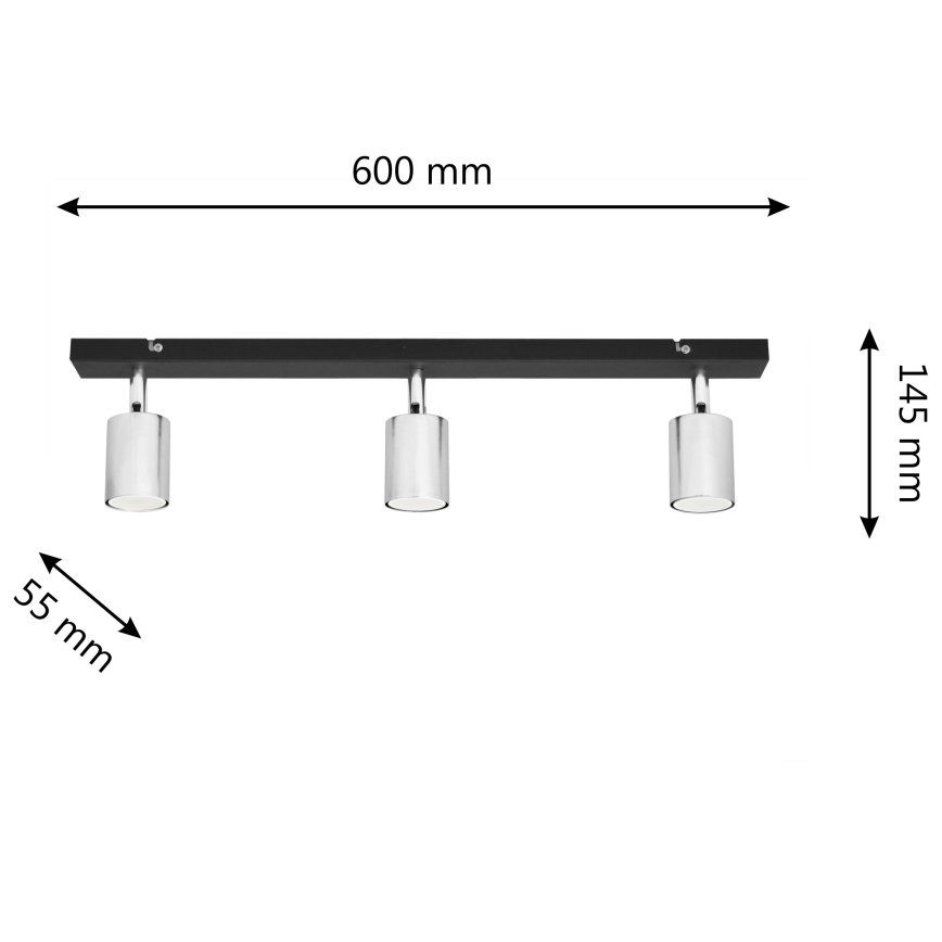 LED Reflektorska lampa TUNE 3xGU10/4,8W/230V mat krom/crno