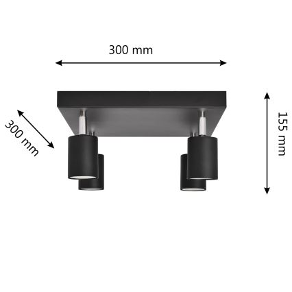 LED Reflektorska lampa TUNE 4xGU10/4,8W/230V crno