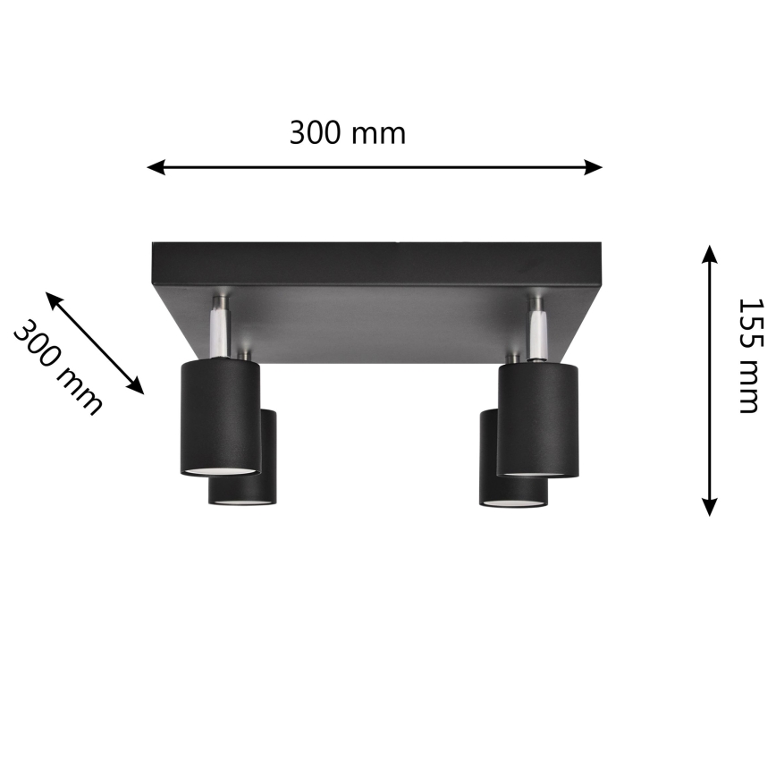 LED Reflektorska lampa TUNE 4xGU10/4,8W/230V crno