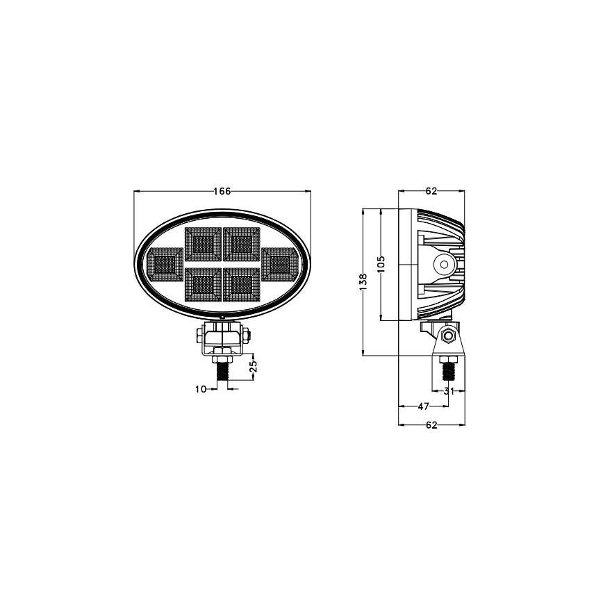 LED Reflektorska lampa za automobil BLACK LED/150W/10-30V IP69 5700K ovalno
