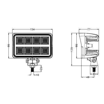 LED Reflektorska lampa za automobil BLACK LED/160W/10-30V IP69 5700K pravougaoni