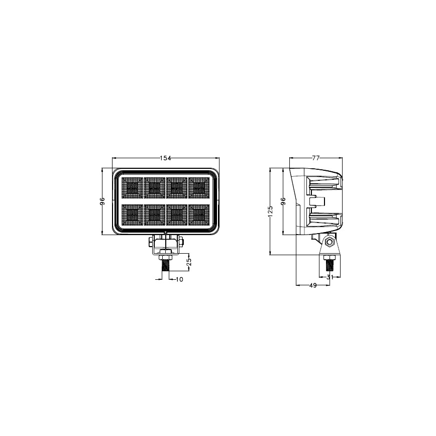 LED Reflektorska lampa za automobil BLACK LED/160W/10-30V IP69 5700K pravougaoni