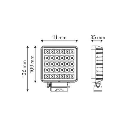 LED Reflektorska lampa za automobil BLACK LED/30W/10-30V IP69 5700K uglast