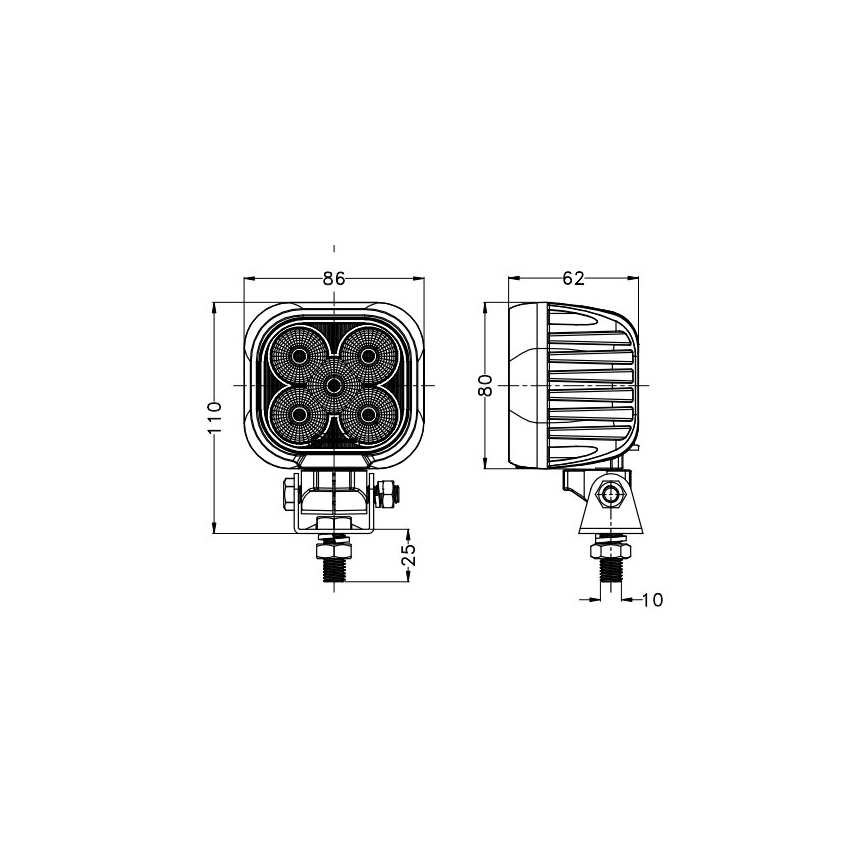 LED Reflektorska lampa za automobil BLACK LED/50W/10-30V IP69 5700K uglast
