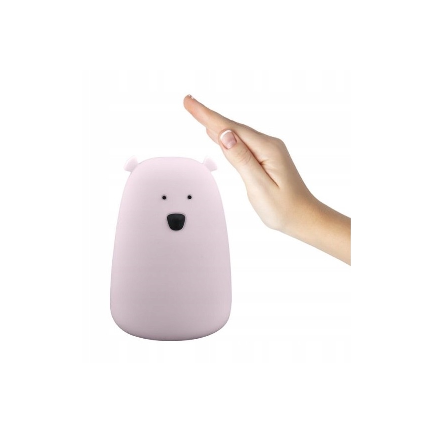 LED RGB Dečija dodirna lampica BEAR LED/0,8W/5V ružičasta + USB