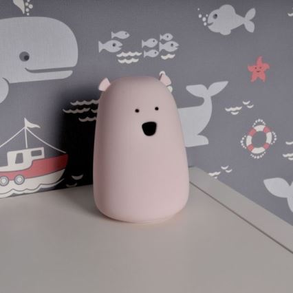 LED RGB Dečija dodirna lampica BEAR LED/0,8W/5V ružičasta + USB