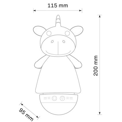 LED RGB Dečija noćna lampica sa melodijom 3xAAA/5V jednorog