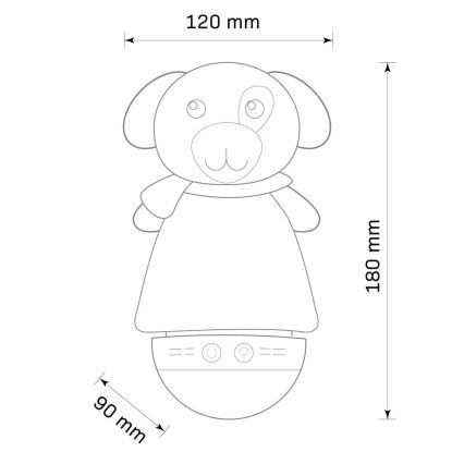 LED RGB Dečija noćna lampica sa melodijom 3xAAA/5V pas