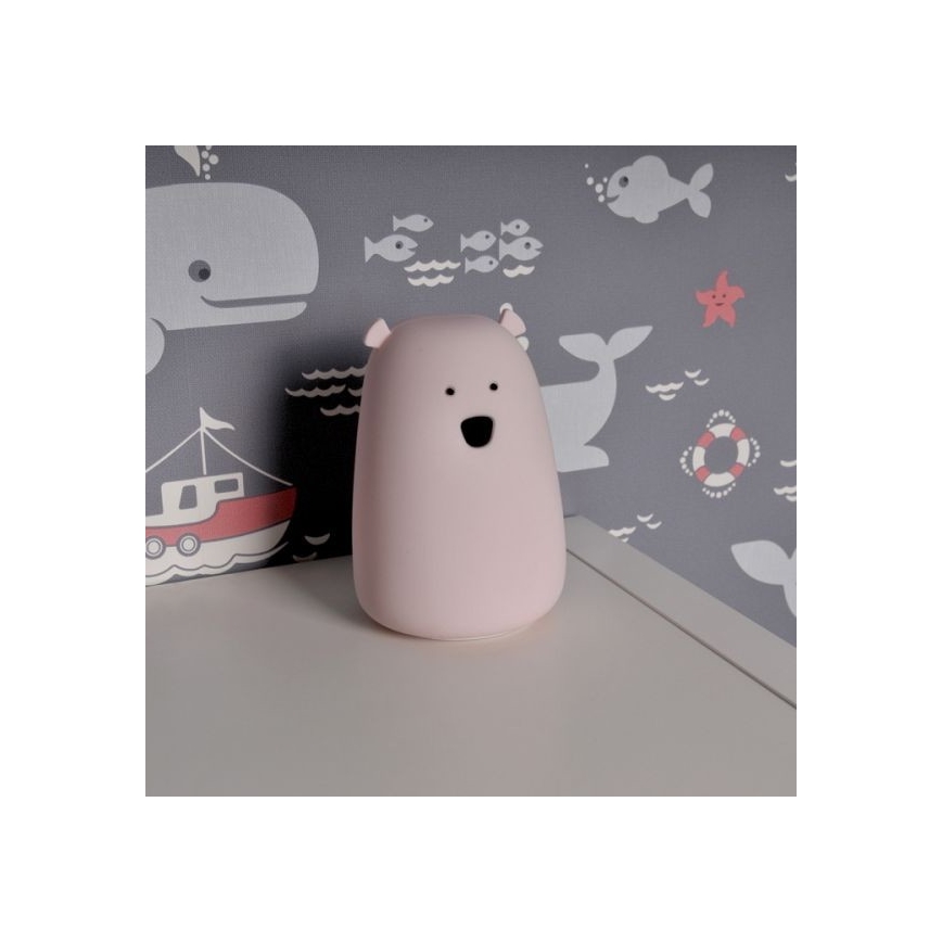 LED RGB Dječja lampica na dodir BEAR LED/0,8W/5V ružičasta + USB