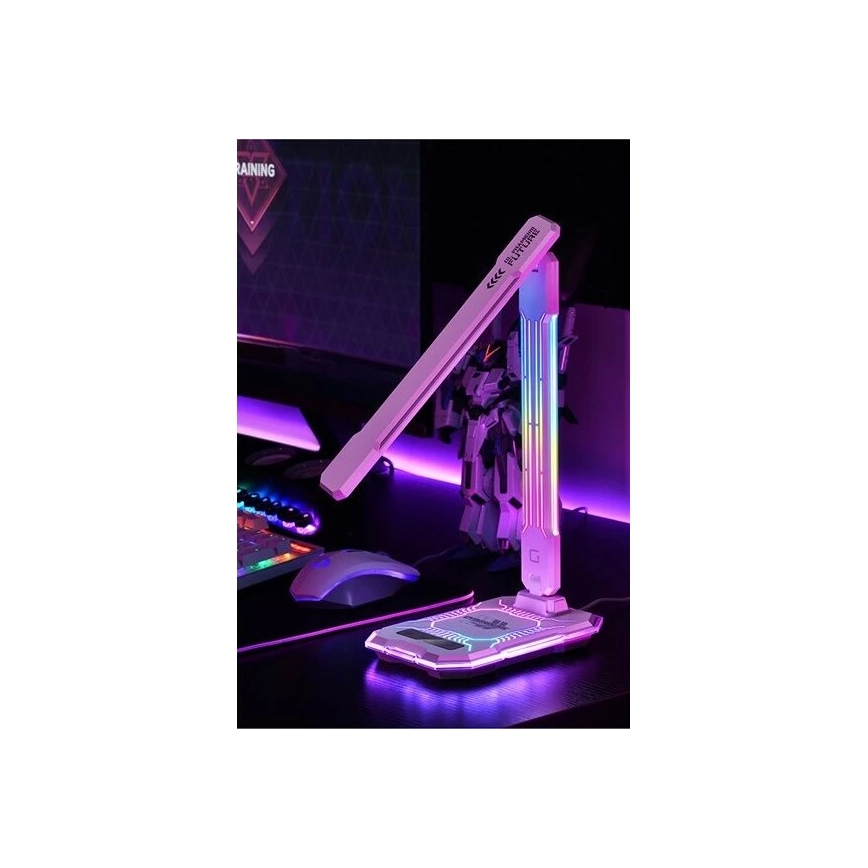 LED RGB Prigušiva punjiva dodirna stona lampa sa bežičnim punjenjem LED/7,5W/5V 2700-5300K bela