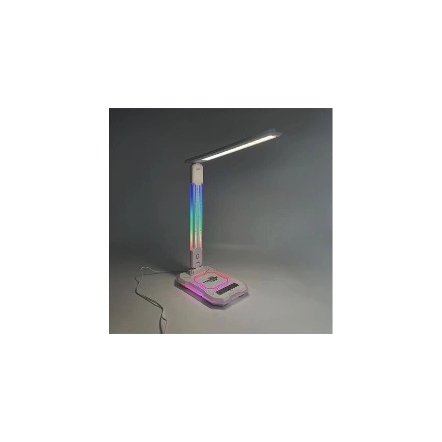 LED RGB Prigušiva punjiva dodirna stona lampa sa bežičnim punjenjem LED/7,5W/5V 2700-5300K bela