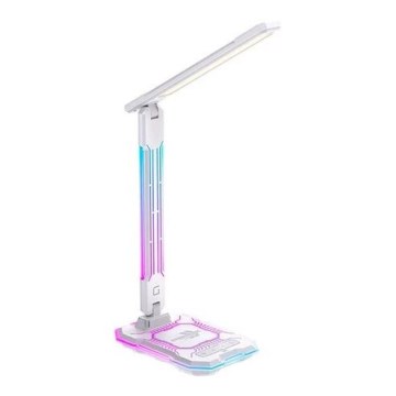 LED RGB Prigušiva punjiva dodirna stona lampa sa bežičnim punjenjem LED/7,5W/5V 2700-5300K bela