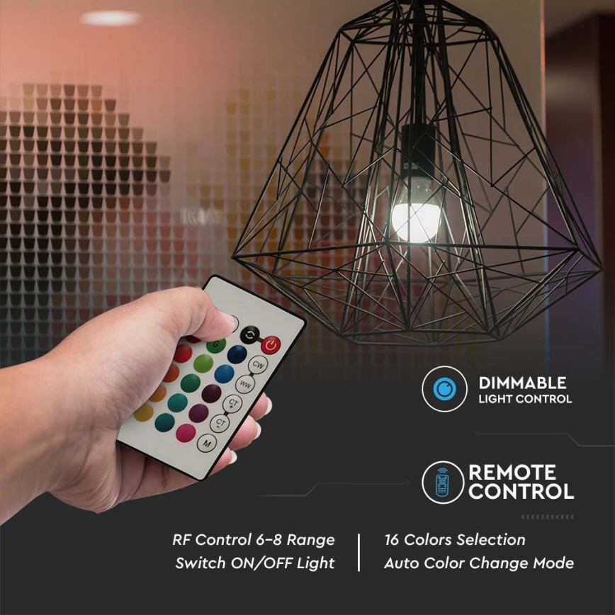 LED RGB Prigušiva sijalica A60 E27/8,5W/230V 4000K + Daljinski upravljač