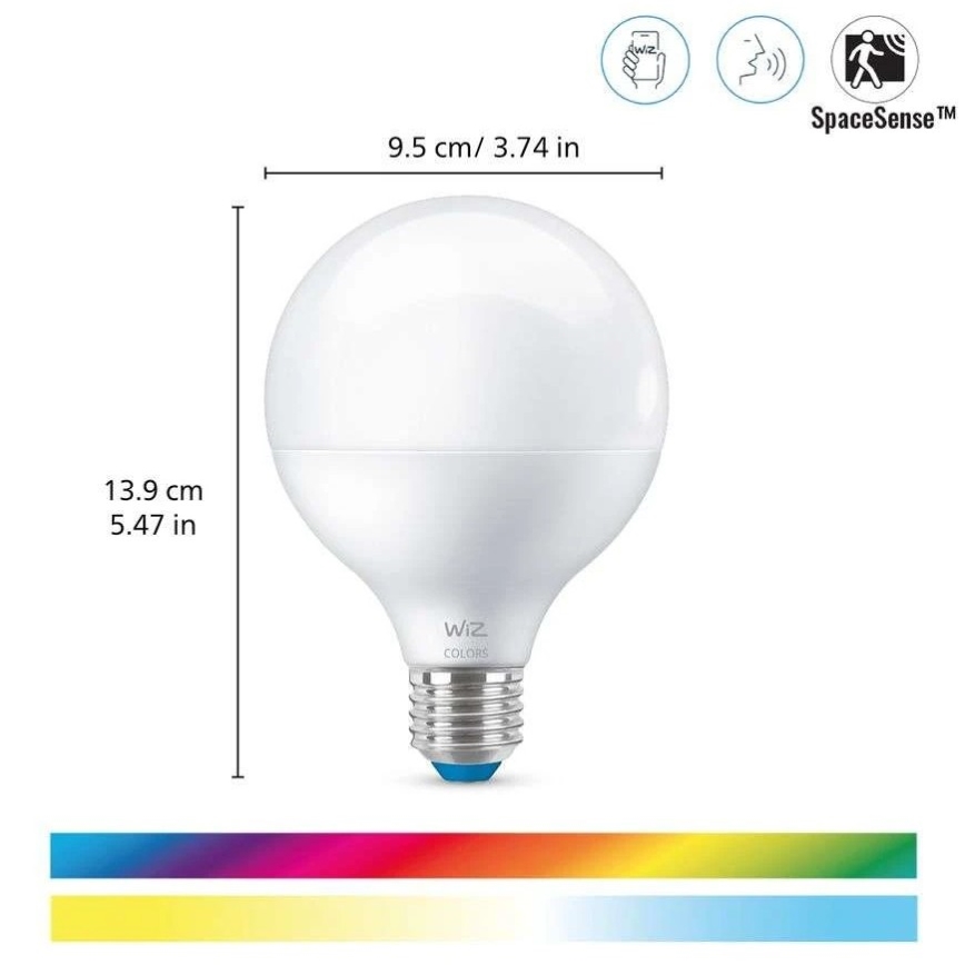 LED RGB Prigušiva sijalica G95 E27/11W/230V 2200-6500K Wi-Fi - WiZ