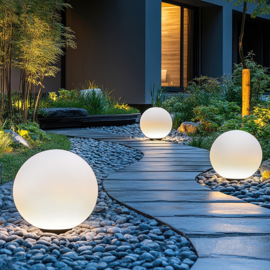 LED RGB Prigušiva solarna lampa GARDEN BALL LED/5W/3,7V 3000K IP54 pr. 40 cm + Daljinski upravljač