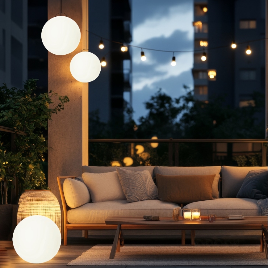 LED RGB Prigušiva solarna lampa GARDEN BALL LED/5W/3,7V 3000K IP54 pr. 40 cm + Daljinski upravljač