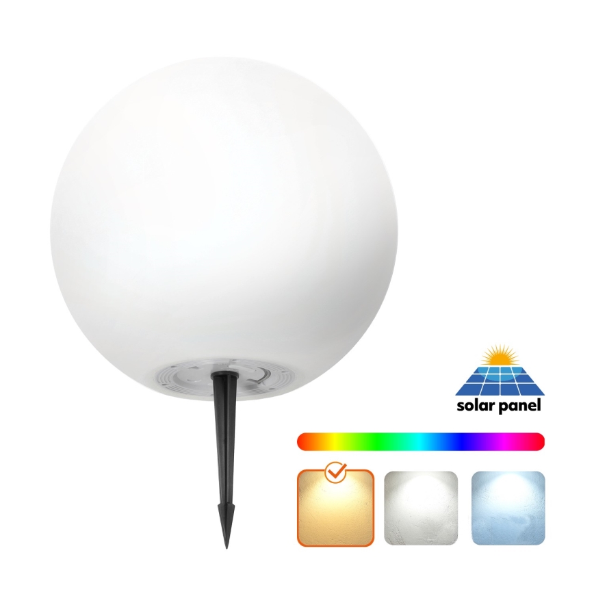 LED RGB Prigušiva solarna lampa GARDEN BALL LED/5W/3,7V 3000K IP54 pr. 40 cm + Daljinski upravljač