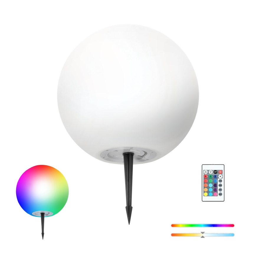 LED RGB Prigušiva solarna lampa GARDEN BALL LED/5W/3,7V 3000K IP54 pr. 40 cm + Daljinski upravljač