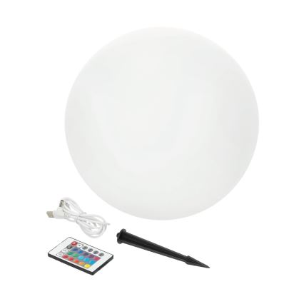 LED RGB Prigušiva solarna lampa GARDEN BALL LED/5W/3,7V 3000K IP54 pr. 40 cm + Daljinski upravljač