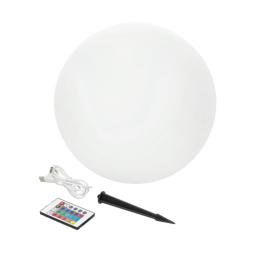 LED RGB Prigušiva solarna lampa GARDEN BALL LED/5W/3,7V 3000K IP54 pr. 40 cm + Daljinski upravljač