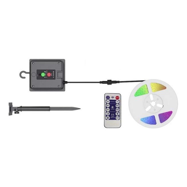 LED RGB Prigušiva solarna traka LED/1,2W/3,7V IP67 5m + Daljinski upravljač