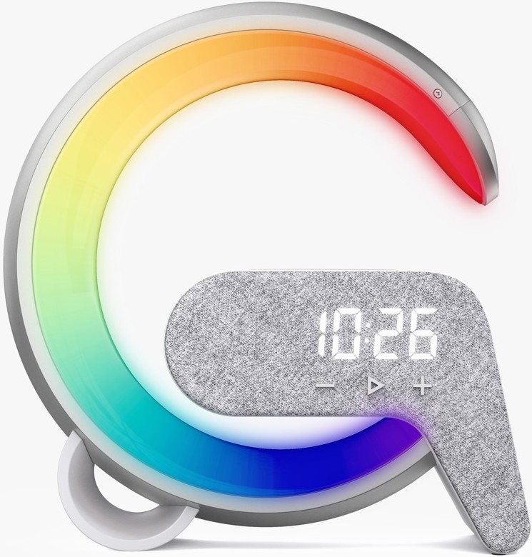 LED RGB Prigušiva stona lampa sa budilicom i Qi punjenjem 30W/230V srebrno