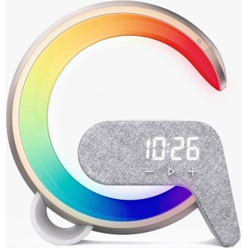 LED RGB Prigušiva stona lampa sa budilicom i Qi punjenjem 30W/230V zlatna