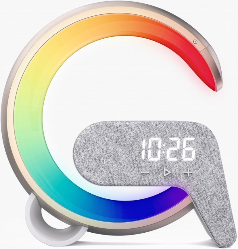LED RGB Prigušiva stona lampa sa budilicom i Qi punjenjem 30W/230V zlatna