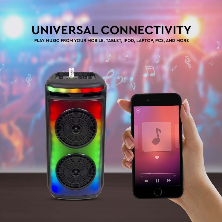 LED RGB Punjivi zvučnik sa mikrofonom 400W/2400 mAh + Daljinski upravljač