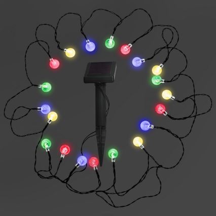 LED RGB Solarna lampa 20xLED/1xAAA/1.2V/300mAh IP44 se senzorom mraka