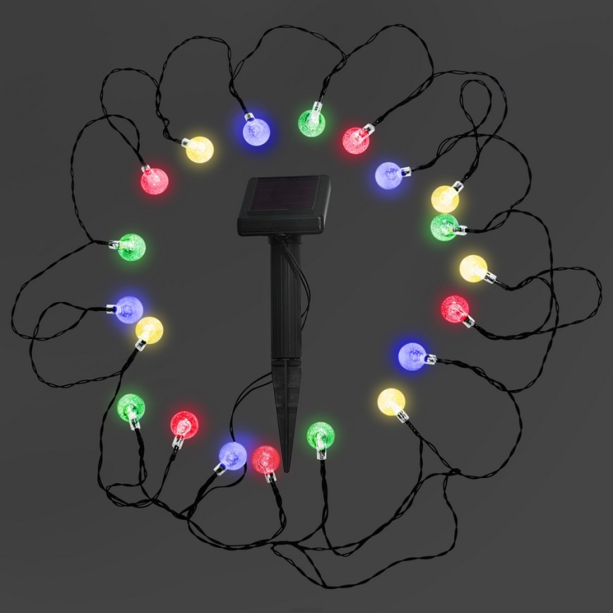 LED RGB Solarna lampa 20xLED/1xAAA/1.2V/300mAh IP44 se senzorom mraka