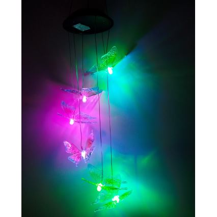 LED RGB solarno svetlo 6xLED/1,2V 300 mAh IP44 leptir