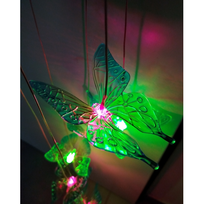 LED RGB solarno svetlo 6xLED/1,2V 300 mAh IP44 leptir