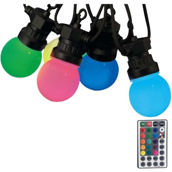 LED RGB Spoljašnji lanac STRING 13 m 15xLED/0,5W/230V IP44 + Daljinski upravljač