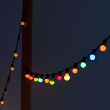 LED RGB Spoljašnji lanac STRING 13 m 15xLED/0,5W/230V IP44 + Daljinski upravljač