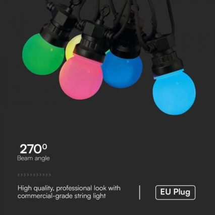 LED RGB Spoljašnji lanac STRING 13 m 15xLED/0,5W/230V IP44 + Daljinski upravljač