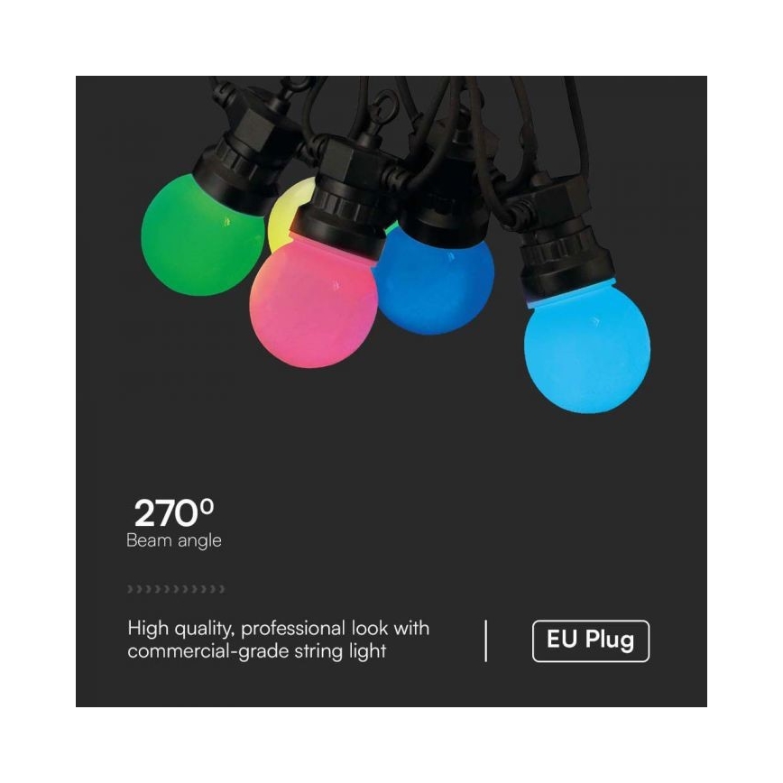 LED RGB Spoljašnji lanac STRING 13 m 15xLED/0,5W/230V IP44 + Daljinski upravljač