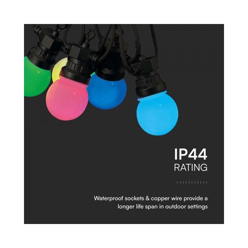 LED RGB Spoljašnji lanac STRING 13 m 15xLED/0,5W/230V IP44 + Daljinski upravljač