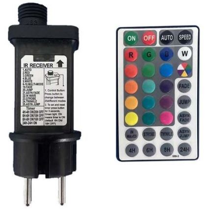 LED RGB Spoljašnji lanac STRING 13 m 15xLED/0,5W/230V IP44 + Daljinski upravljač