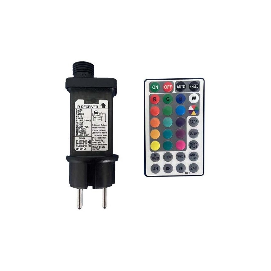 LED RGB Spoljašnji lanac STRING 13 m 15xLED/0,5W/230V IP44 + Daljinski upravljač