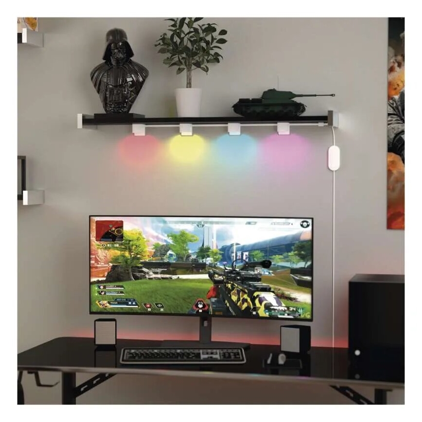 LED RGBIC+CCT Dekorativni lanac sa reflektorima GoSmart - proširenje 4xLED/7W/230V 85 cm Wi-Fi Tuya